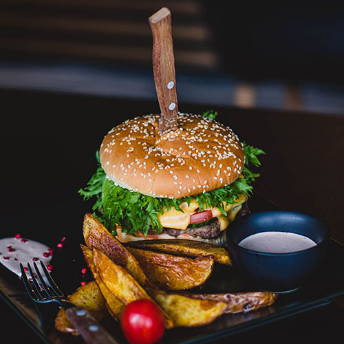 cheeseburger on a plate